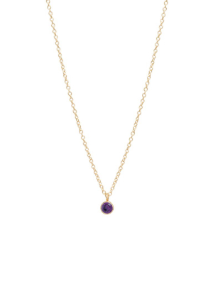 14k Single Amethyst Choker Pendant Necklace | February Birthstone