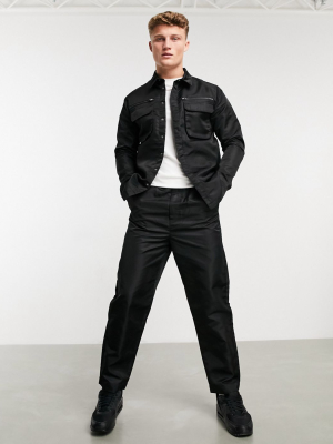 Native Youth Cyrus Cargo Pants Co-ord In Black Nylon Shine