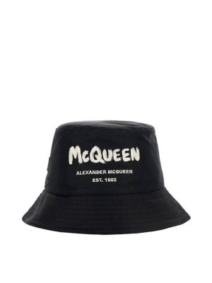 Alexander Mcqueen Graffiti Logo Print Bucket Hat