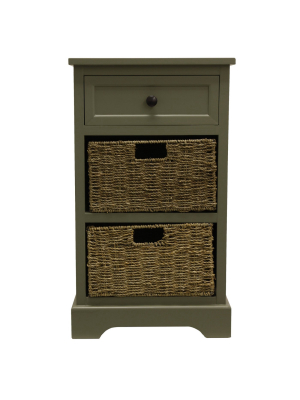 1 Drawer Montgomery 2 Basket Accent Chest Olive Branch - Decor Therapy