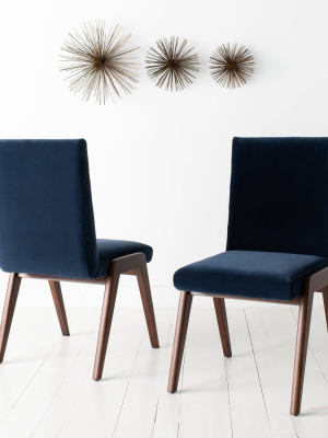 Forrest Dining Chair Navy/dark Walnut - Safavieh