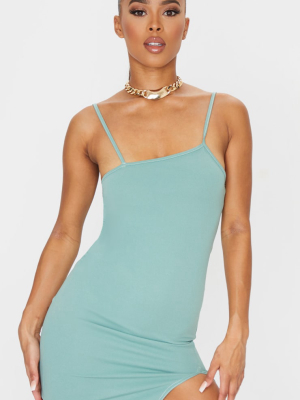 Sage Green Strappy Split Hem Bodycon Dress