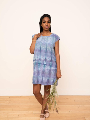 Laguna Silk Shift Dress In Ikat Design (cool)