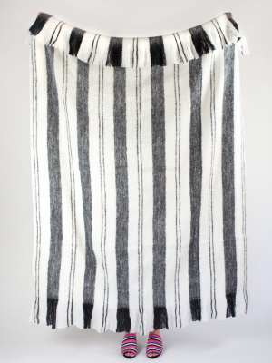 Archive New York Black & White Striped Fuzzy Blanket