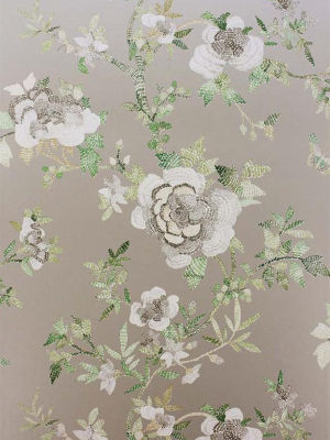 Perdana Wallpaper In Green And Gilver By Nina Campbell For Osborne & Little