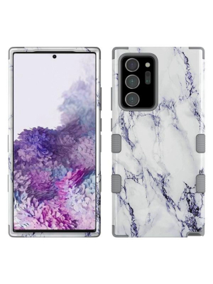 Mybat Tuff Marble Dual Layer [shock Absorbing] Hybrid Hard Plastic/soft Tpu Rubber Case Cover Compatible With Samsung Galaxy Note 20 Ultra, White/gray