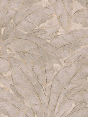 Meera Floral Wallpaper In Beige, Grey, And Gold By Bd Wall