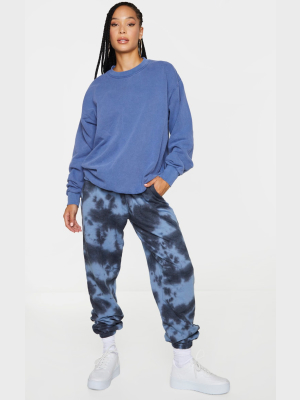 Steel Blue Acid Wash Casual Joggers