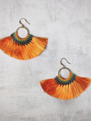 Fringe Tassel Orange Boho Earrings