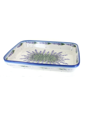 Blue Rose Polish Pottery Lavender Fields Large Rectangular Baker