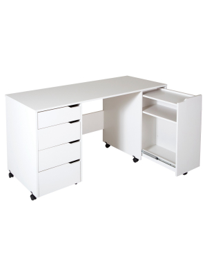 Crea Sewing Craft Table On Wheels White - South Shore