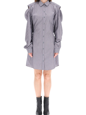 Y/project Cut-out Detailed Striped Shirt Dress