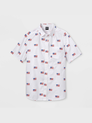 Men's Americana Short Sleeve Button-down Shirt - White