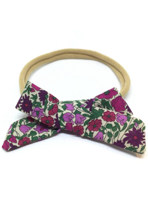 Purple Floral Dainty Hair Bow