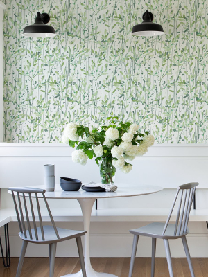 Leandra Green Floral Trail Wallpaper From The Scott Living Ii Collection By Brewster Home Fashions