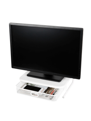 Mesh Monitor Stand With Drawer White - Made By Design™