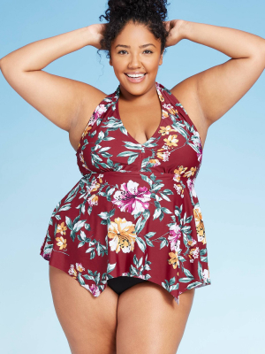 Women's Plus Size Halter Tankini Top - Kona Sol™ Floral