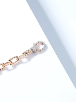 Clive 18k Rose Gold Chain Link Bracelet With All Diamond Lobster Clasp