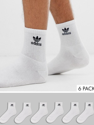 Adidas Originals 6 Pack Quarter Socks In White