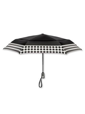 Shedrain Auto Open/close Air Vent Compact Umbrella - Black Polka Dot