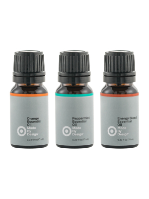 .33 Fl Oz 3pk Essential Oil Energizing Set Orange/peppermint/energy Blend - Made By Design™