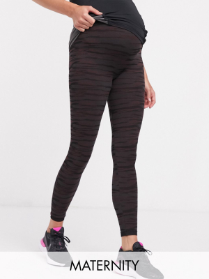 Mamalicious Maternity Gym Leggings In Dark Camo