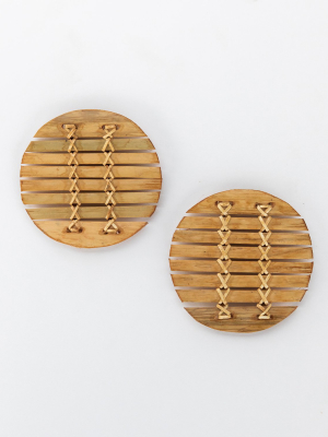 Bamboo Stitched Coasters (set Of 6)