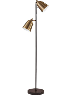 Macon Floor Lamp Black/antique Brass