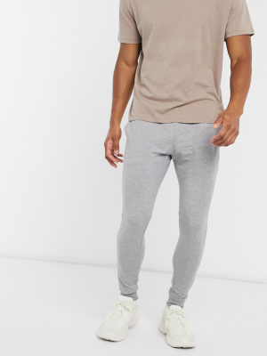 Asos Design Organic Super Skinny Sweatpants In Gray Marl