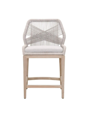 Blu Home Loom Outdoor Counter Stool - Taupe & White