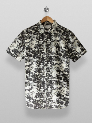 Considered Floral Camouflage Print Slim Shirt