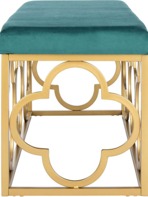 Florence Rectangle Bench Emerald/gold