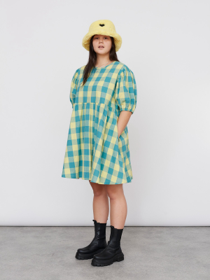 Lazy Oaf Honey Check Puff Sleeve Dress