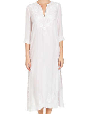 Embroidered Long Silk Caftan