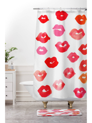 Le Baiser Lips Shower Curtain Red - Deny Designs