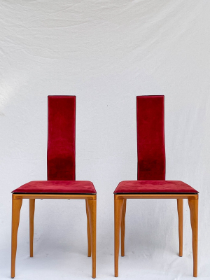 Wave Dining Chair In Cherry Suede