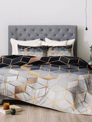 Elisabeth Fredriksson Soft Gradient Cubes Ii Comforter Set Blue - Deny Designs