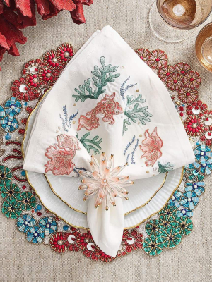 Kim Seybert Cozumel Placemat - Set Of 2 - Turq & Coral & Gold