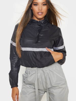 Black Shell Reflective Tape Tracksuit Windbreaker