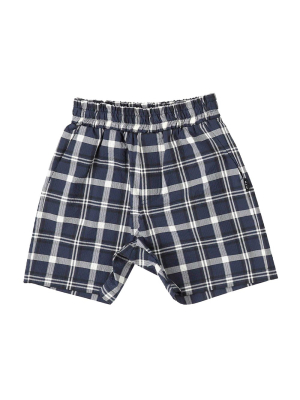 Coolmax Navy Checked Shorts