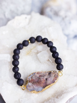 Lava Beads/ Quartz Bracelet- 0715