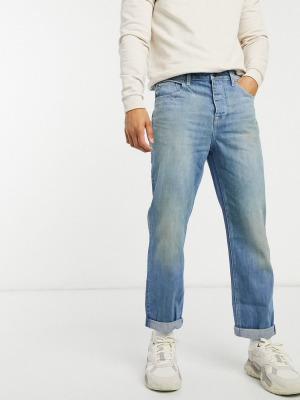 Asos Design Straight Crop Jean In Light Vintage Japanese Wash With Tint