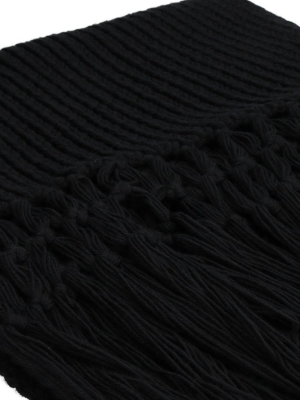 Saint Laurent Rib-knit Fringed Scarf