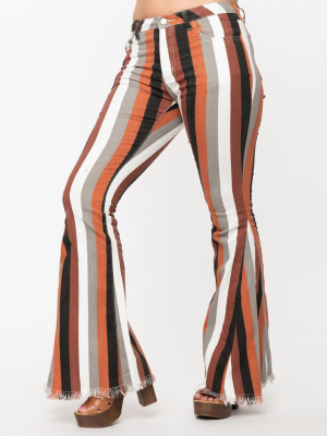 Multicolor Earth Striped Bell Bottom Jeans