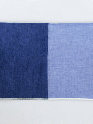 Yoshii Two Tone Chambray Bath Towel, Blue