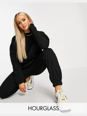 Asos Design Hourglass Tracksuit Oversized Sweatshirt/oversized Sweatpants In Black