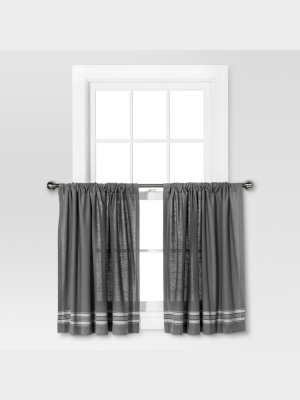 36"x42" Striped Curtain Tiers Gray/cream - Threshold™