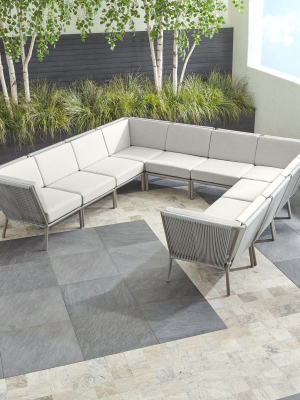 Morocco Light Grey 10-piece Sectional With White Sunbrella ® Cushions