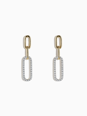 Effy D'oro 14k Yellow Gold Diamond Paperclip Earrings, 0.29 Tcw