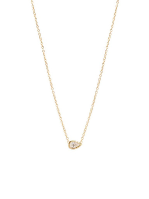 14k Horizontal Pear Shaped Diamond Necklace